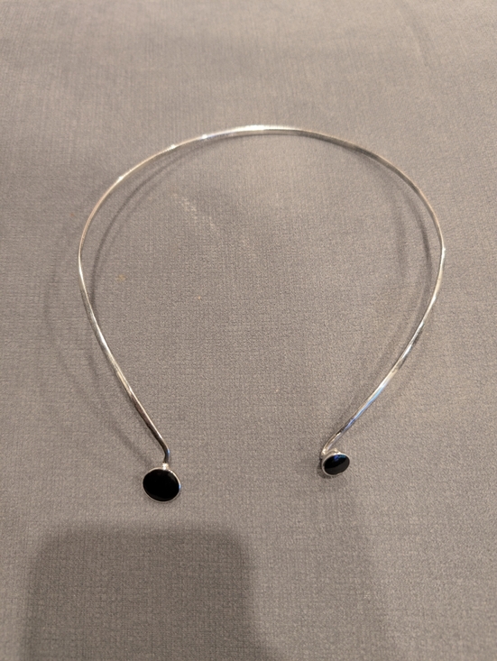 Silver Choker Necklace With Black Onyx - Picture 13 of 15